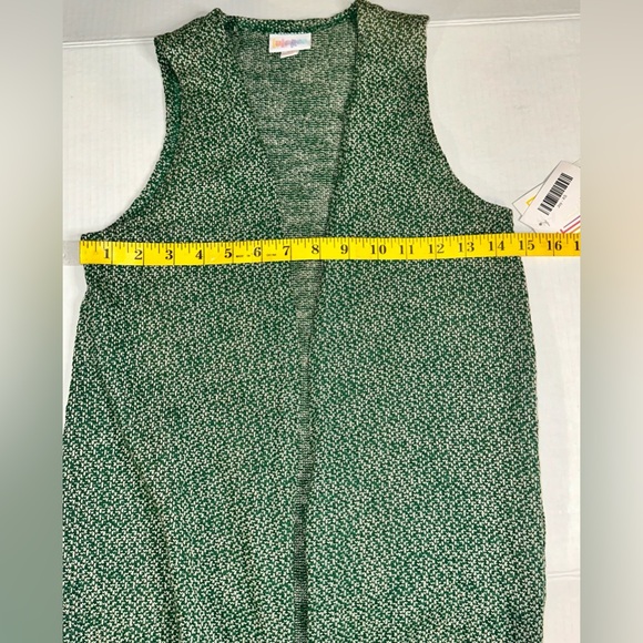 LulaRoe Longline Vest Joy Green W/ White Cover Up Lightweight XS NWT - Picture 2 of 10